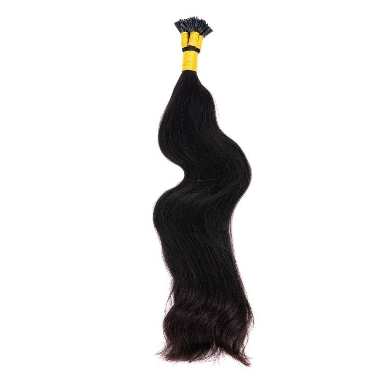 Raw Indian Natural Black I-Tip Hair Extensions